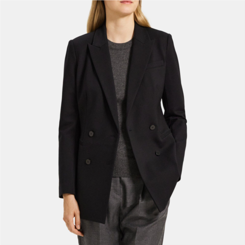 Theory Double-Breasted Blazer in Stretch Knit Ponte