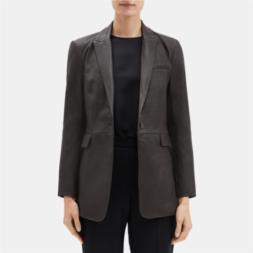 Theory Single-Breasted Blazer in Leather