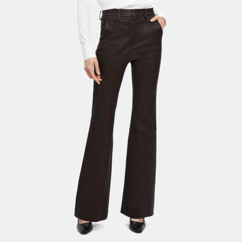 Theory Flared High-Waist Pant in Leather