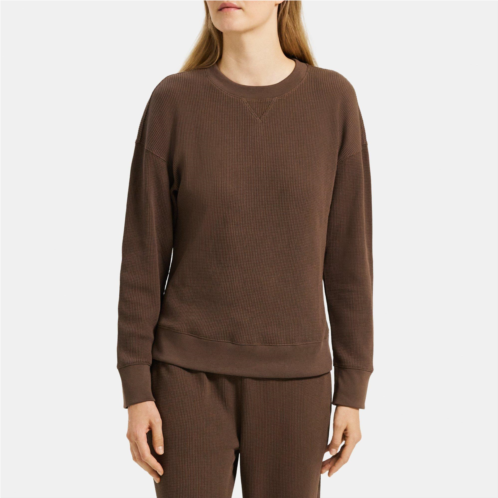 Theory Easy Crewneck Sweatshirt in Waffle Knit Cotton