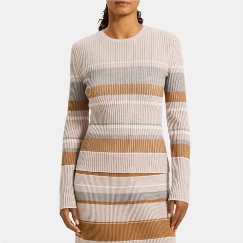 Theory Striped Slim-Fit Sweater in Stretch Viscose Knit