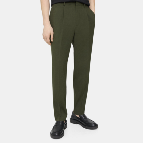 Theory Pleated Tapered Drawstring Pant in Wool Blend Twill