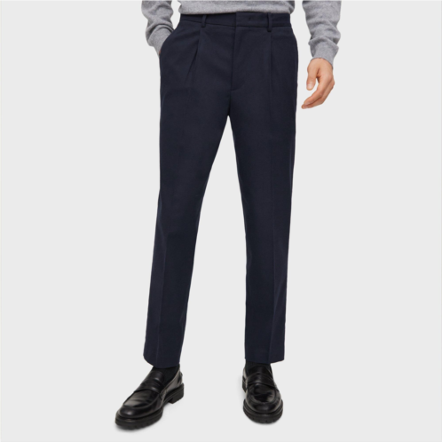 Theory Pleated Tapered Drawstring Pant in Cotton Flannel