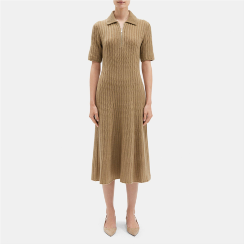 Theory Cable Knit Midi Dress in Felted Wool-Cashmere