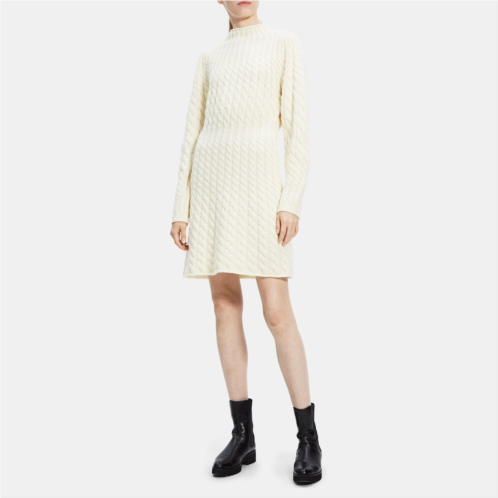 Theory Cable Knit Mini Dress in Felted Wool-Cashmere