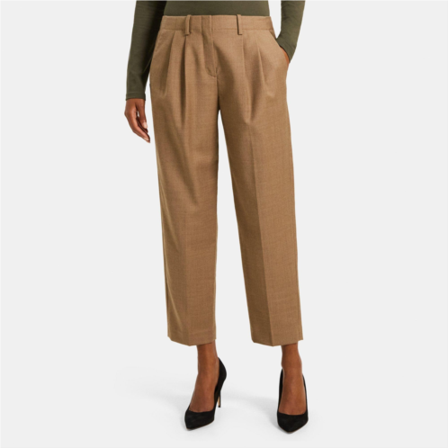 Theory Cropped Straight-Leg Pant in Wool-Blend Flannel