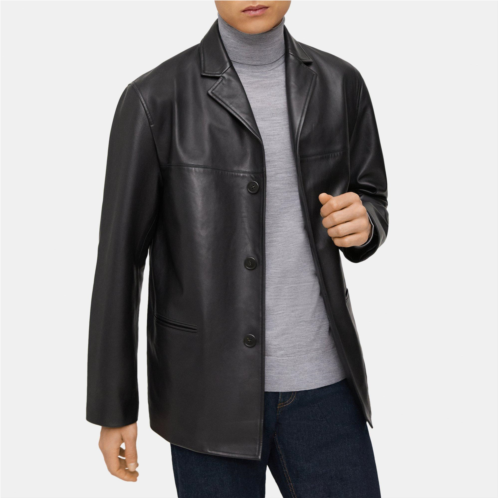 Theory Three-Button Blazer in Leather