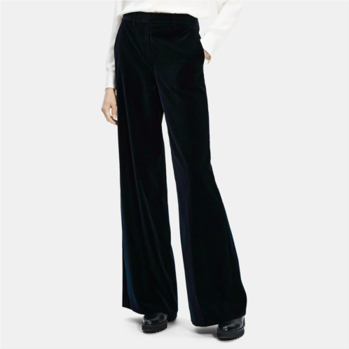 Theory Flared Low-Waist Pant in Stretch Velvet