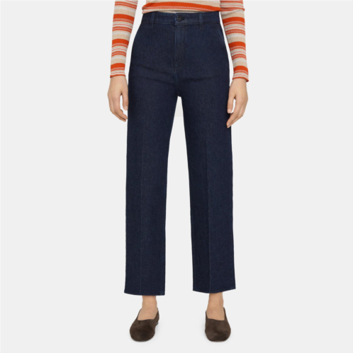 Theory High-Waist Straight-Leg Pant in Stretch Denim