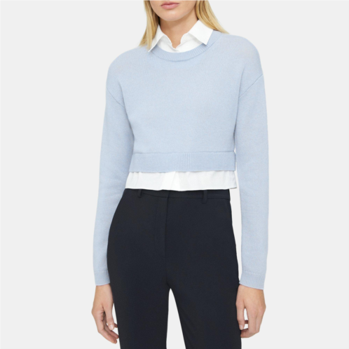 Theory Cropped Layered Sweater in Cashmere