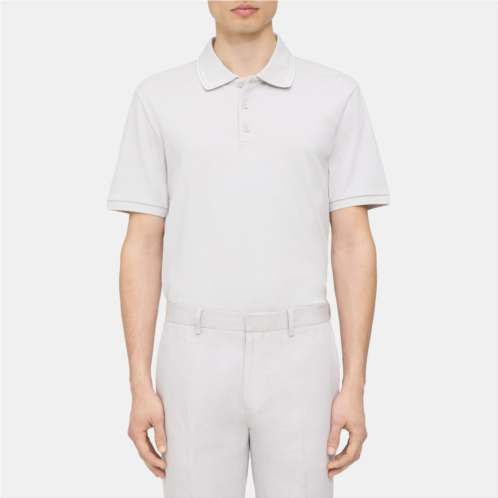 Theory Relaxed Polo Shirt in Striped Cotton Pique