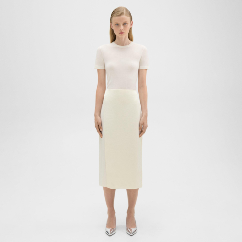 Theory Wrapped Midi Skirt in Crushed Satin