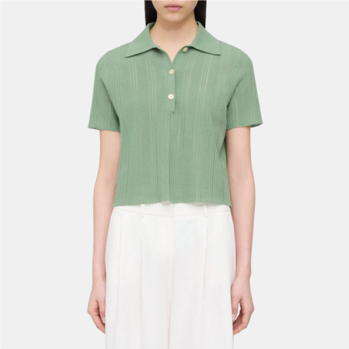 Theory Cropped Polo in Cotton-Blend