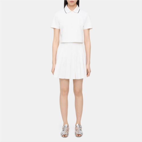 Theory Pleated Mini Skirt in Cotton-Blend Pique