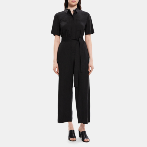Theory Utility Jumpsuit in Linen-Blend