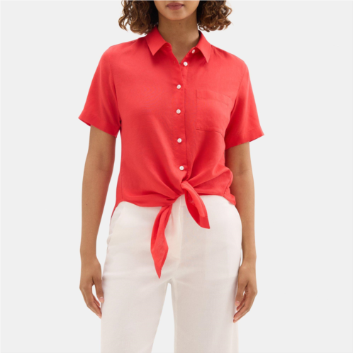 Theory Tie-Front Shirt in Linen-Tencel