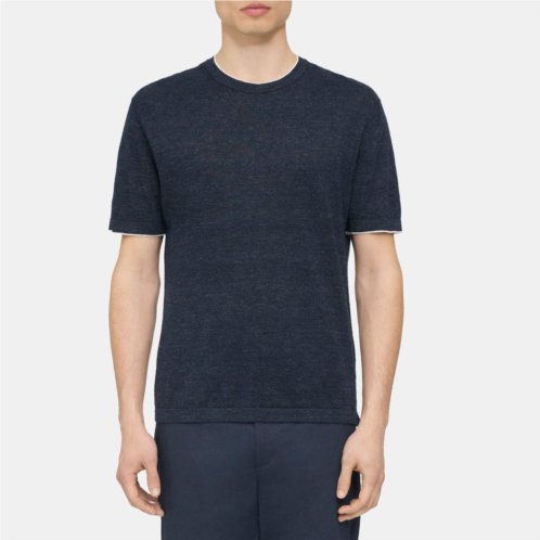 Theory Short-Sleeve Tee in Cotton-Linen
