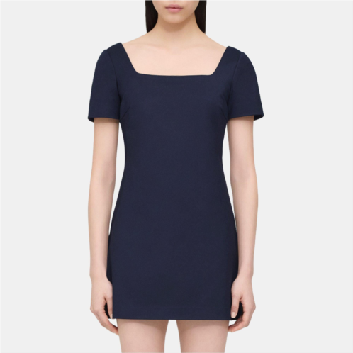 Theory Square Neck Mini Dress in Cotton-Blend