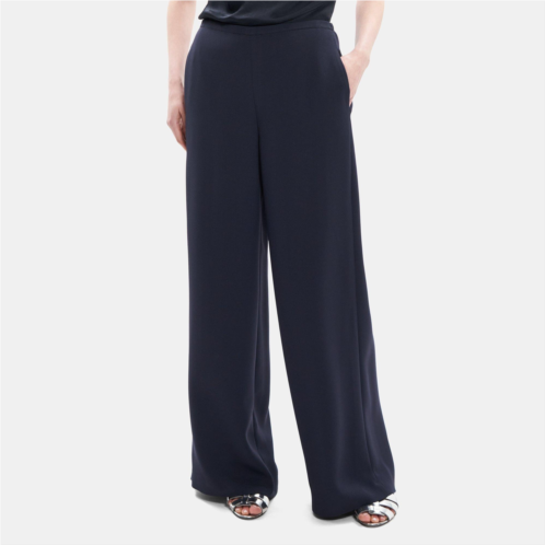 Theory Wide-Leg Pull-On Pant in Oxford Crepe