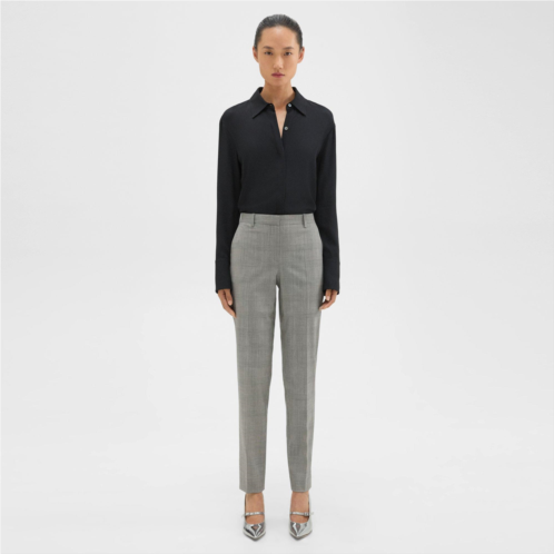 Theory Treeca Full-Length Pant in Plaid Stretch Wool