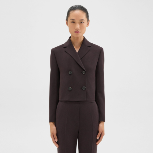 Theory Double-Breasted Crop Blazer in Admiral Crepe