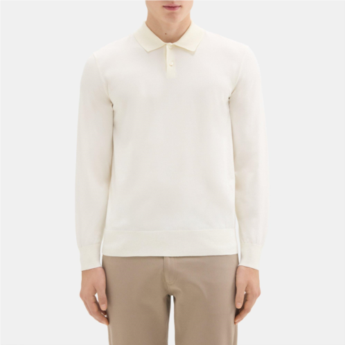 Theory Long-Sleeve Polo Shirt in Viscose Knit