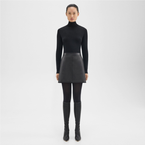 Theory A-Line Mini Skirt in Leather