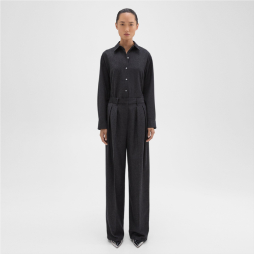 Theory Double Pleat Pant in Sleek Flannel