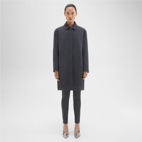 Theory Straight Car Coat in Double-Face Wool Flannel
