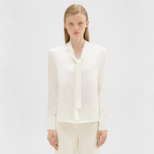 Theory Tie Neck Blouse in Satin