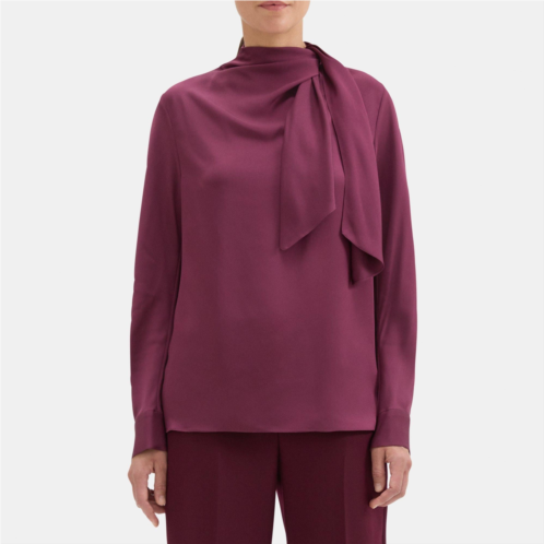 Theory Twisted Scarf Blouse in Silk Georgette
