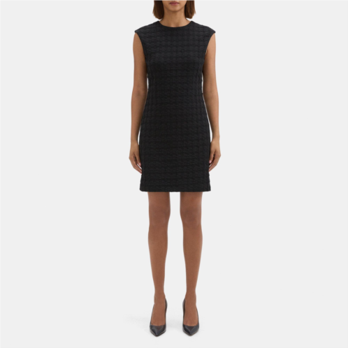 Theory Cap-Sleeve Shift Dress in Textured Ponte
