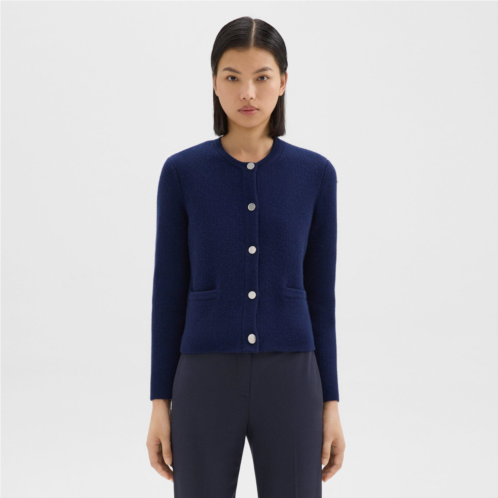 Theory Cropped Knit Jacket in Felted Wool-Cashmere