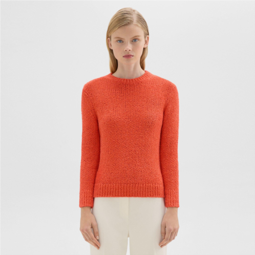 Theory Shrunken Crewneck Sweater in Feather Cotton-Blend