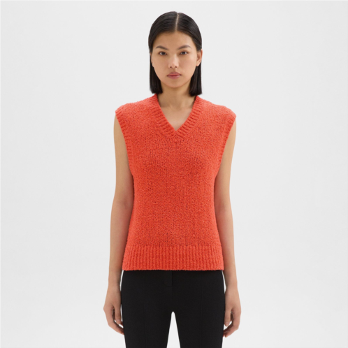 Theory Oversized Sweater Vest in Feather Cotton-Blend