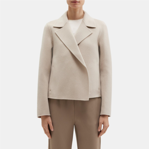 Theory Cropped Open Front Jacket in Double-Face Wool-Cashmere