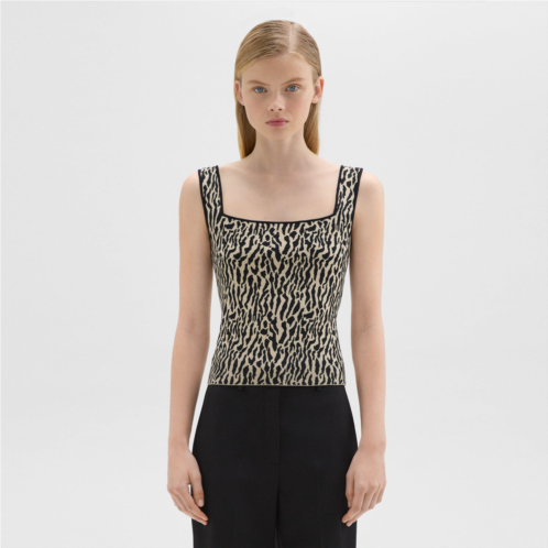 Theory Leopard Jacquard Sweater Shell in Cotton Blend