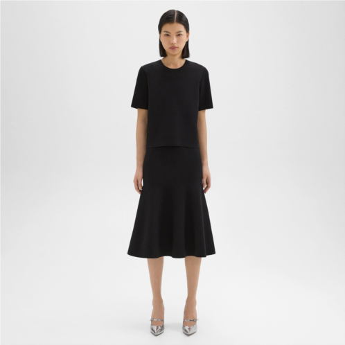 Theory Midi Trumpet Skirt in Crepe Knit