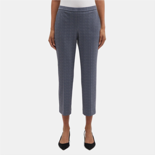 Theory Slim Cropped Pull-On Pant in Printed Performance Knit