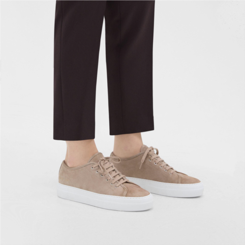 Theory Common Projects Womens Tournament Shearling-Lined Low-Top Platform Sneakers