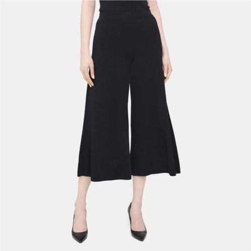 Theory Cropped Wide-Leg Pant in Compact Stretch Knit