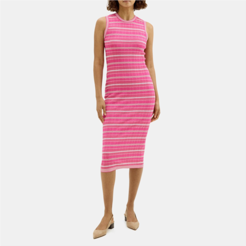 Theory Striped Midi Dress in Crepe Knit