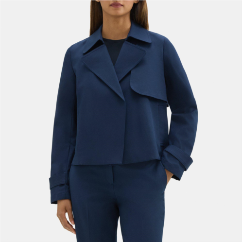 Theory Cropped Coat in Cotton-Blend Twill