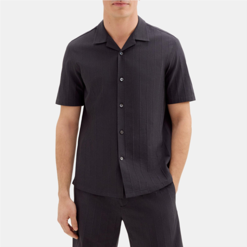 Theory Short-Sleeve Camp Shirt in Textured Cotton-Blend