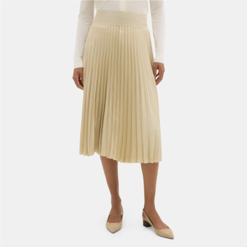 Theory Pleated Pull-On Skirt in Crinkled Twill