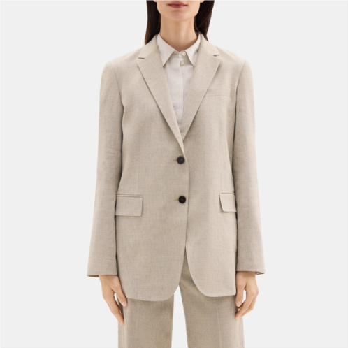 Theory Rolled Sleeve Blazer in Stretch Linen-Blend