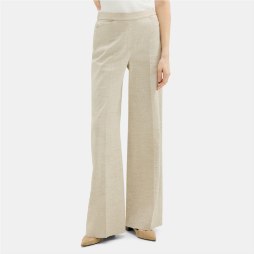 Theory Wide-Leg Pull-On Pant in Stretch Linen-Blend