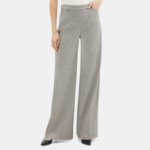 Theory Wide-Leg Pull-On Pant in Stretch Linen Melange
