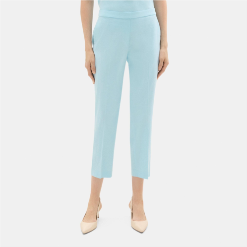 Theory Slim Cropped Pull-On Pant in Stretch Linen