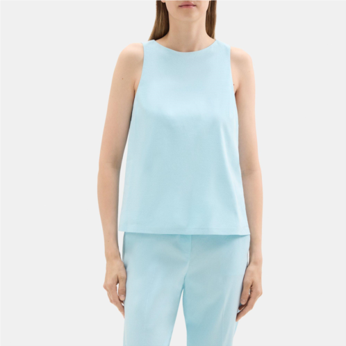 Theory Racerneck Shell Top in Stretch Linen-Blend